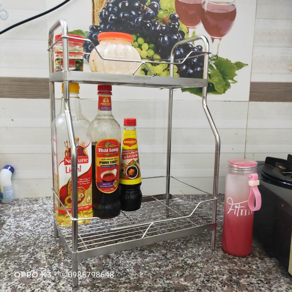 Kệ Inox đựng gia vị 2 tầng ống