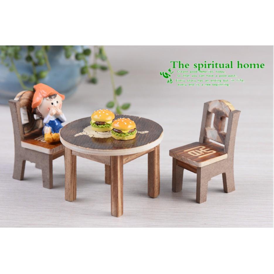 HN * Combo 02 charm Mô hình bánh hamburger trang trí nhà búp bê, tiểu cảnh và bonsai