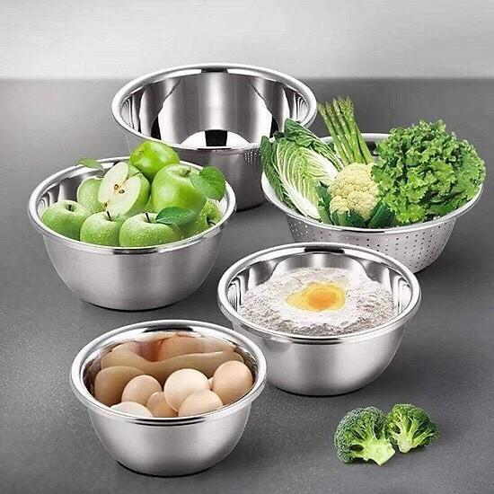 Thau inox 26 cm - 28cm - 30cm hàng dày sáng đẹp