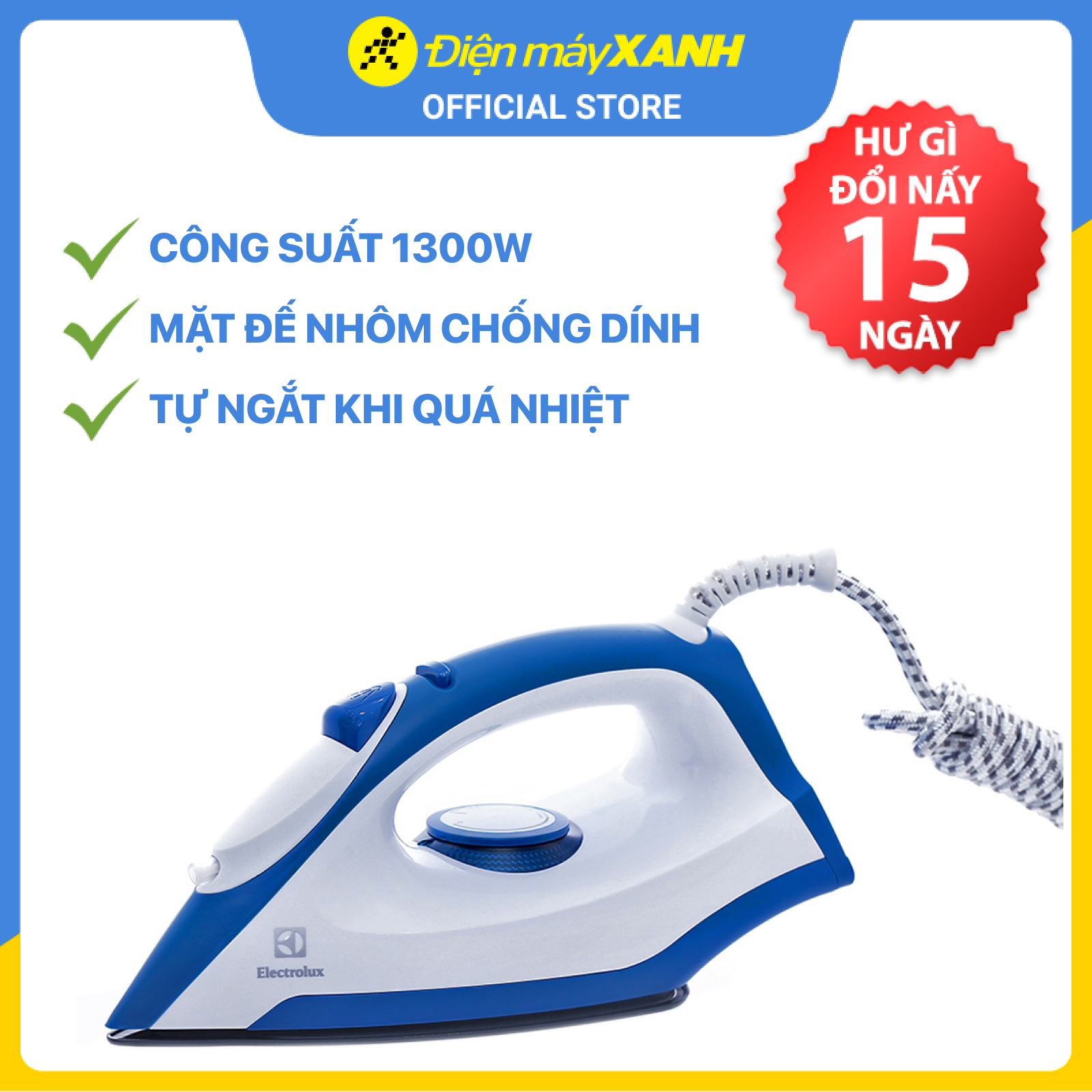 Bàn Ủi Khô Electrolux EDI2004 - Trắng Xanh - Hàng chính hãng