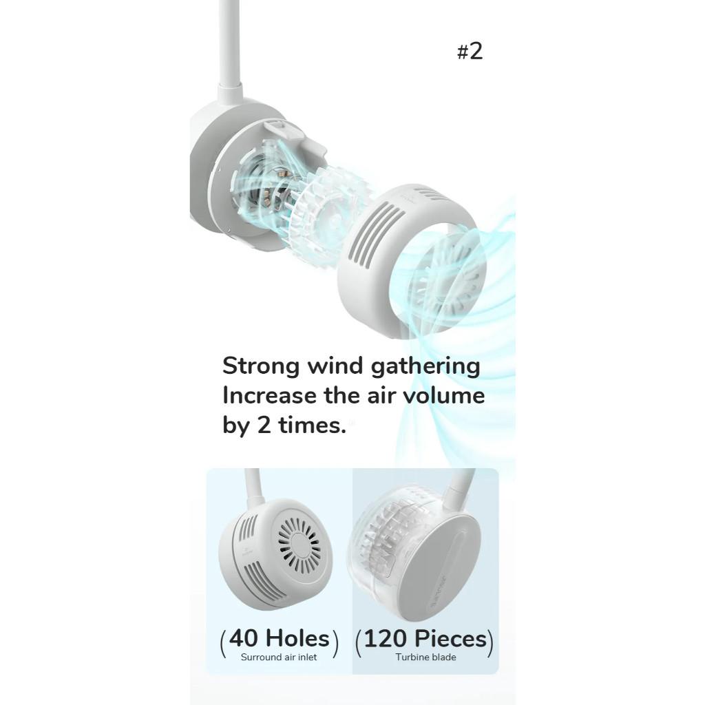 Quạt đeo cổ Jisulife FA25 4W 1800mAh không cánh | 3 Cấp độ gió | Sử dụng tới 12h - Hàng Chính Hãng