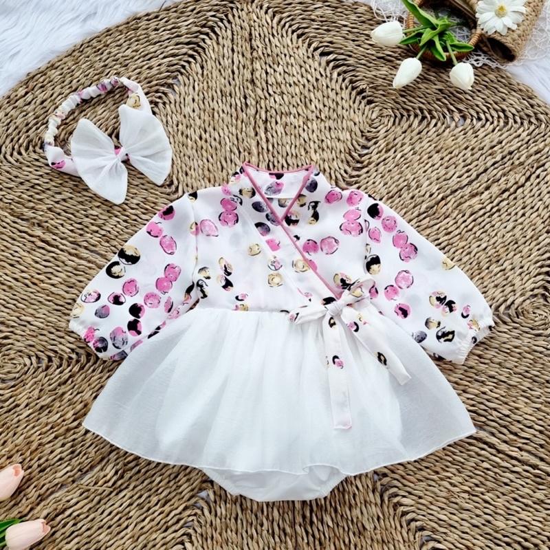 Body Váy Hanbok Ngọc Tím Chất Lụa Mango Cho Bé Gái Sơ Sinh, 6 tháng, 1 tuổi, 2 tuổi