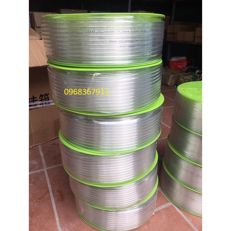 Dây hơi khí nén PU phi 10x6.5mm đài loan màu trắng trong, màu xanh