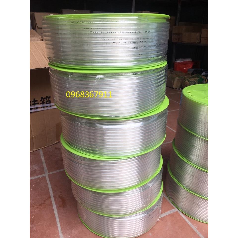 Dây hơi khí nén PU phi 10x6.5mm đài loan màu trắng trong, màu xanh