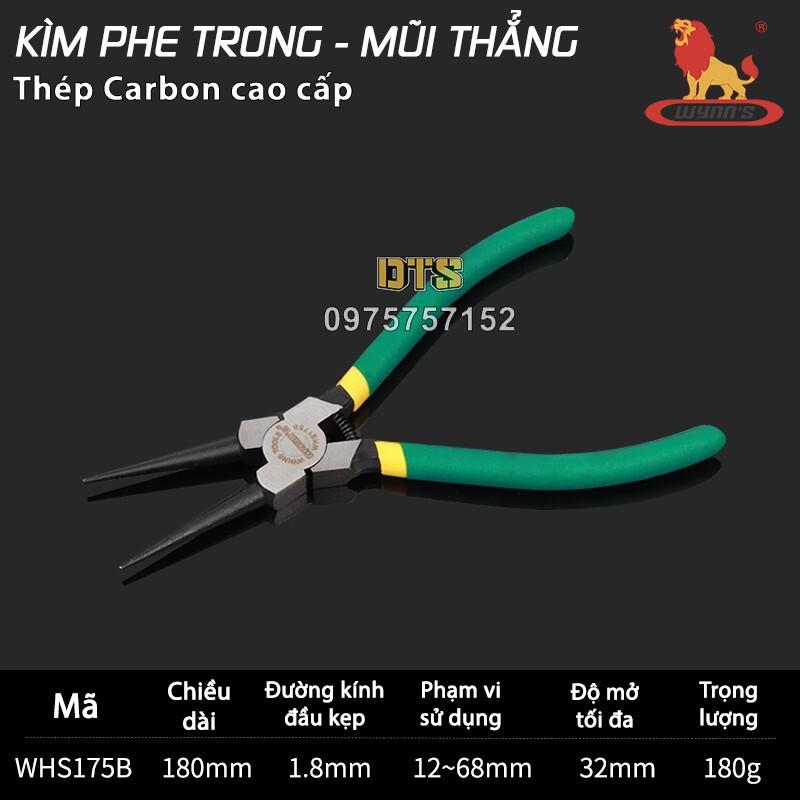 Kìm mở phe trong phe ngoài, mũi thẳng mũi cong công nghiệp WYNN'S 7 inch, kìm phanh thép Carbon cao cấp, kềm mở phe