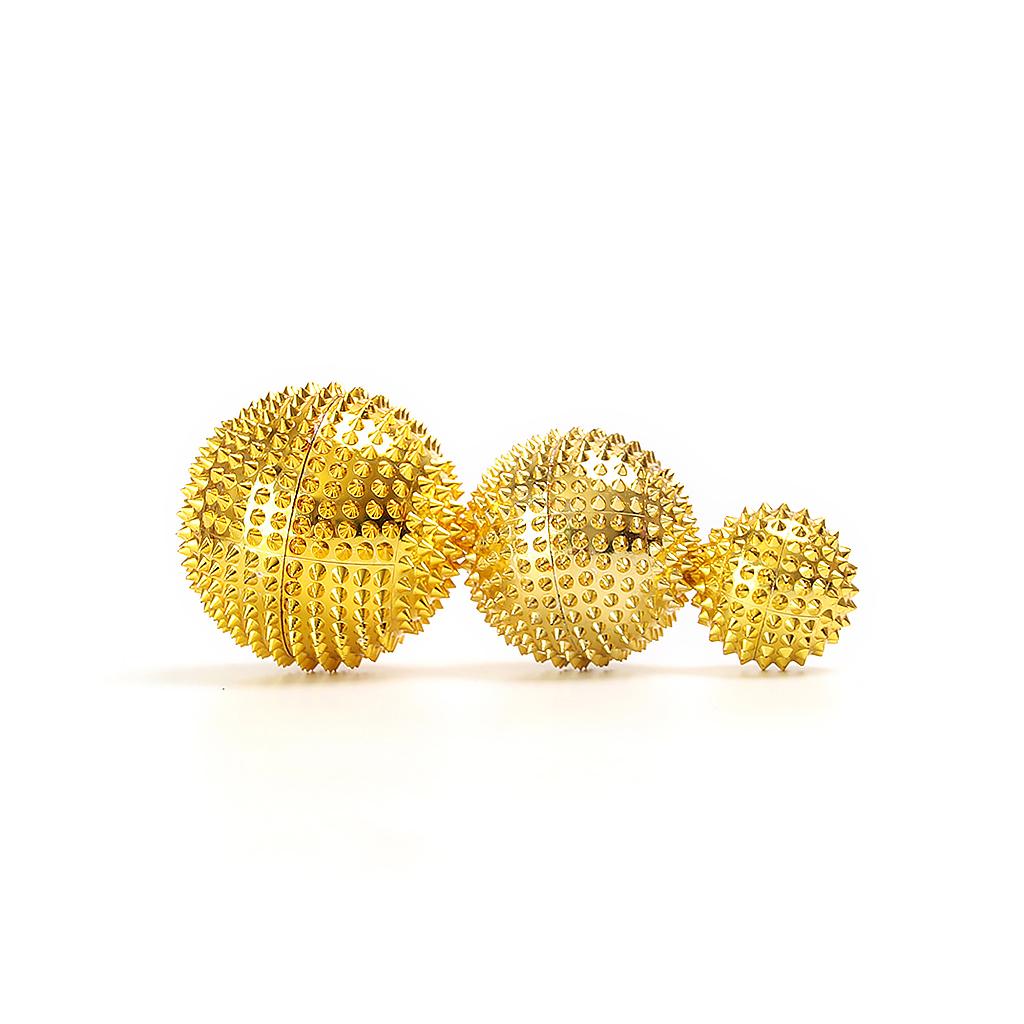 3pcs Palms Foot Massage Tool Body Acupressure Spiky Plantar Fasciitis Massage Balls 3.2 cm + 4.5 cm + 5.6 cm Gold / Sliver
