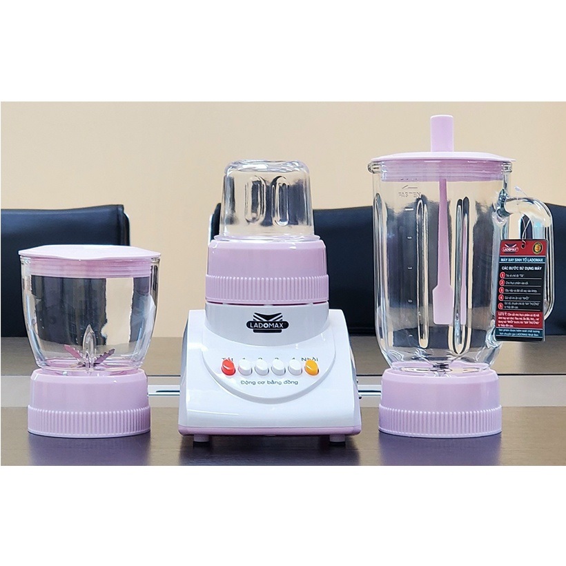 Máy xay sinh tố gia đình 3 cối thủy tinh Ladomax Ha9166 cống suất 420W, moto đồng-Hàng chính hãng