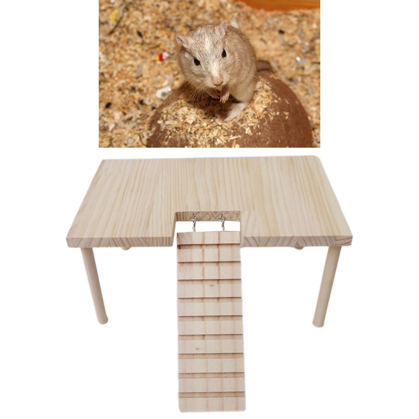 Small Pet Wooden Platform with Stairs Stable for Hamster Rat Squirrel Chinchilla