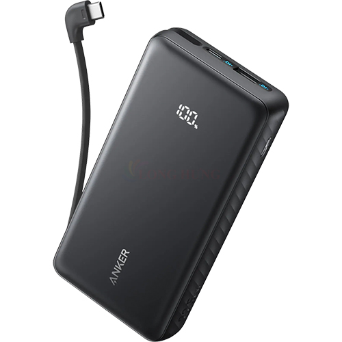 Sạc dự phòng Anker Zolo Power Bank Built-In 90° Cable 1USB 1Type-C 22.5W 20000mAh A110E - Hàng chính hãng