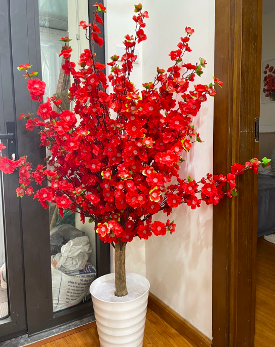 Cây hoa đào giả - Cây mai giả - Size từ 140cm đến 200cm - Cây giả, hoa lụa Decor trang trí nhà cửa