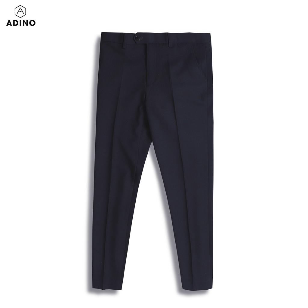 Quần âu nam màu xanh đen  ADINO vải cotton dày không bai không xù co giãn dáng công sở ống đứng hơi côn Q02