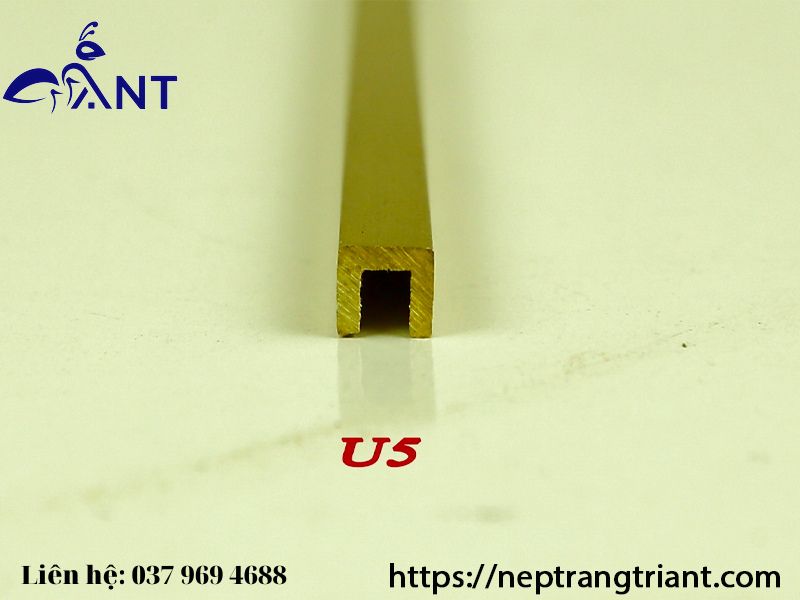 Nẹp đồng u5, nẹp đồng chữ u, thanh dài 4m, trang trí nhà cửa, giá bán theo mét