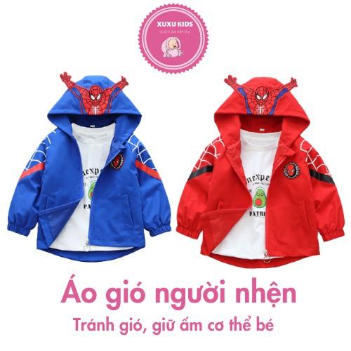 Áo khoác gió cho bé, áo khoác người nhện cho bé trai giữ ấm chống gió mùa đông Xu Xu Kids size từ 7 đến 20kg