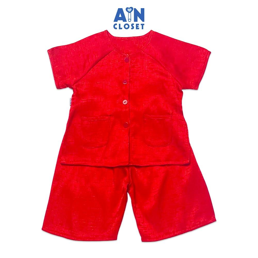 Bộ quần áo bà ba lửng unisex cho bé Hoa văn gấm đỏ - AICDBT9NWL0S - AIN Closet