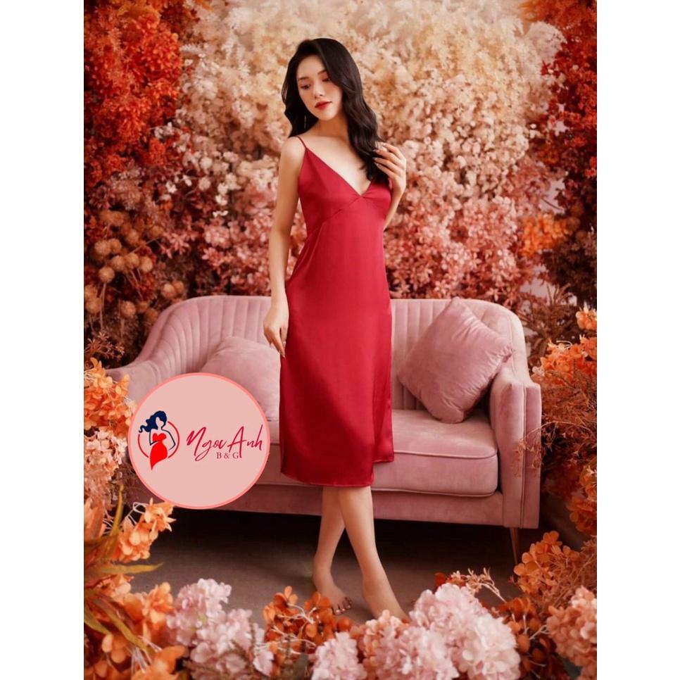 Váy ngủ lụa 2 dây dáng dài quyến rũ