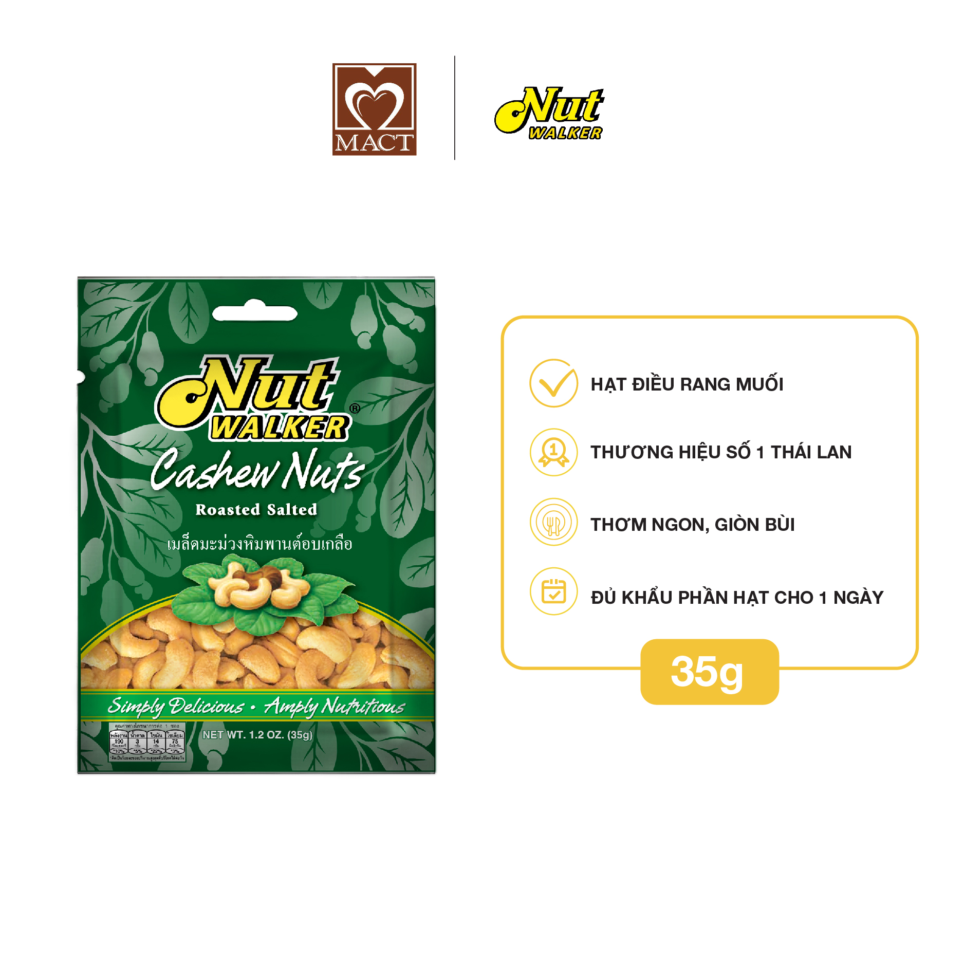 Hạt Điều Rang Muối Nut Walker N35DR