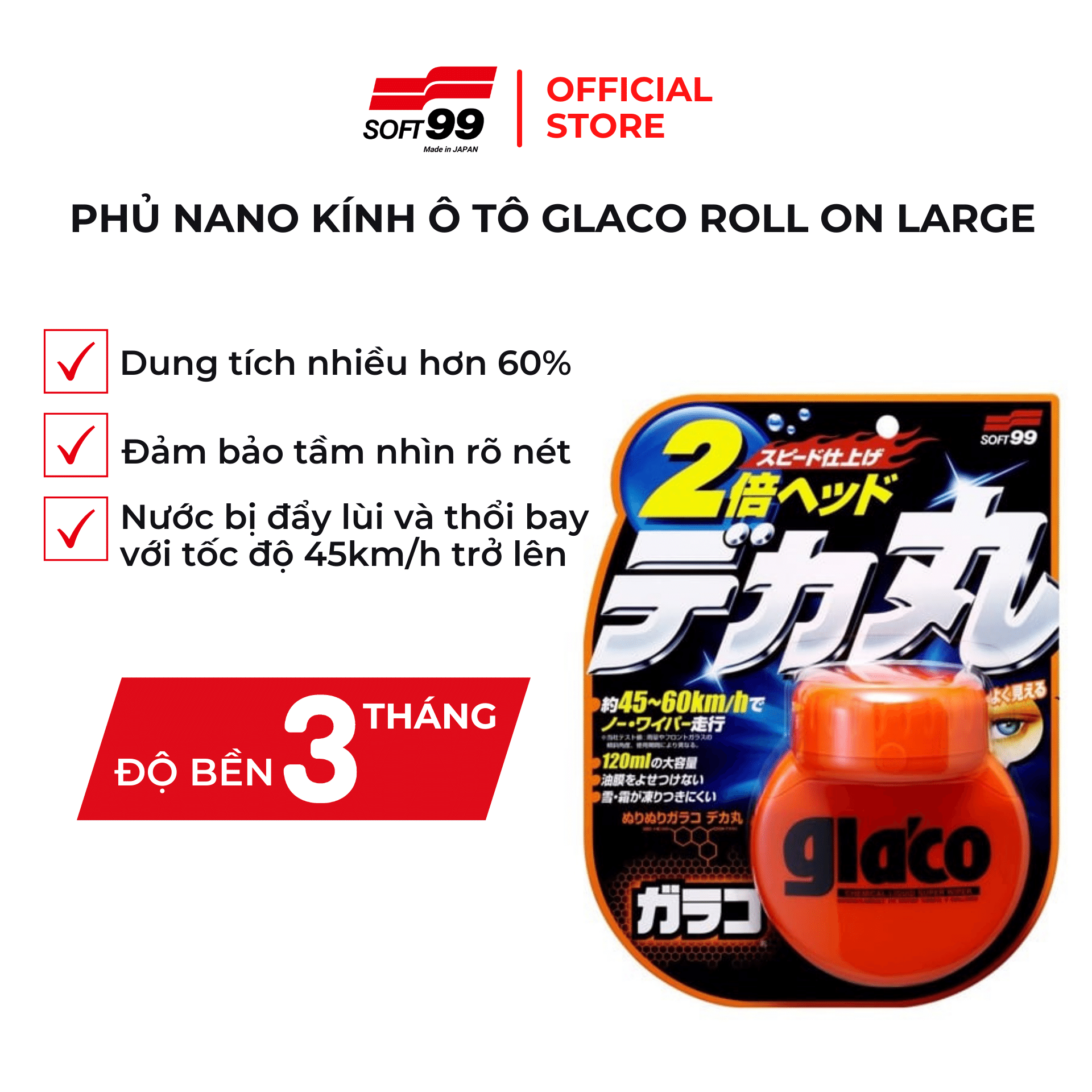 Chai Phủ Nano Kính Glaco Roll On Large Soft99 G-38
