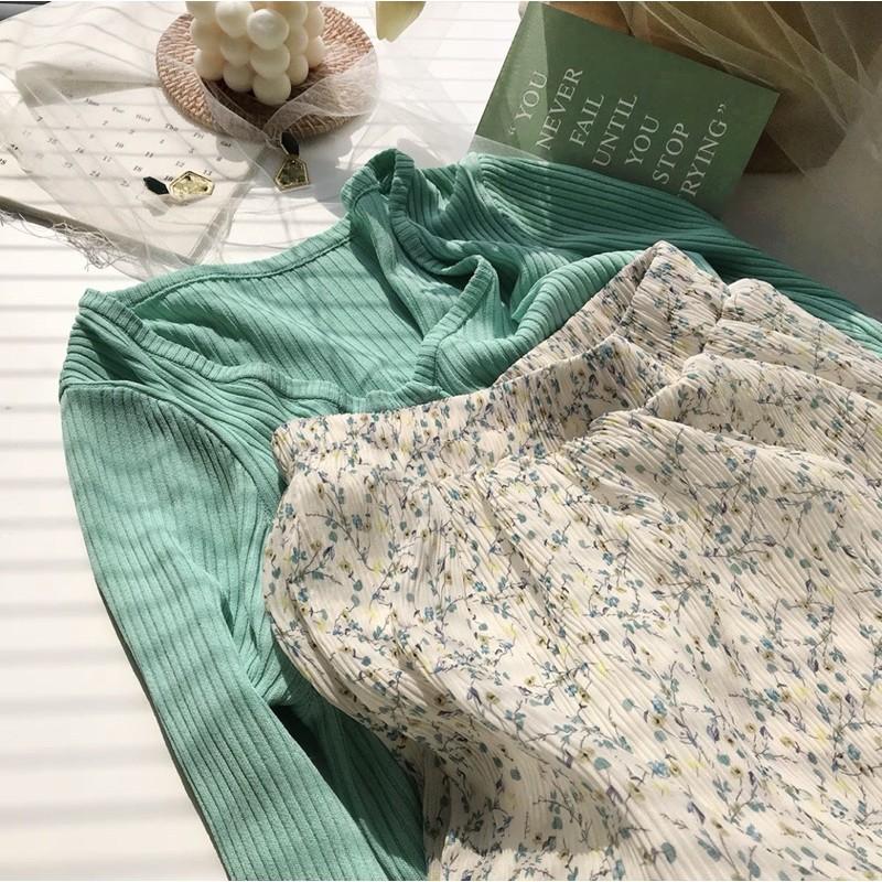 Chân Váy Hoa Nhí Xếp Ly Pastel Vintage Có Sẵn Siêu Xinh - Hàng cao cấp kèm ảnh chụp thật
