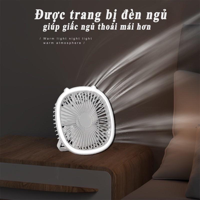 Quạt tích điện treo tường mini cầm tay quạt sạc điện có đèn để bàn Vân PHương Shop - Hàng Chính Hãng