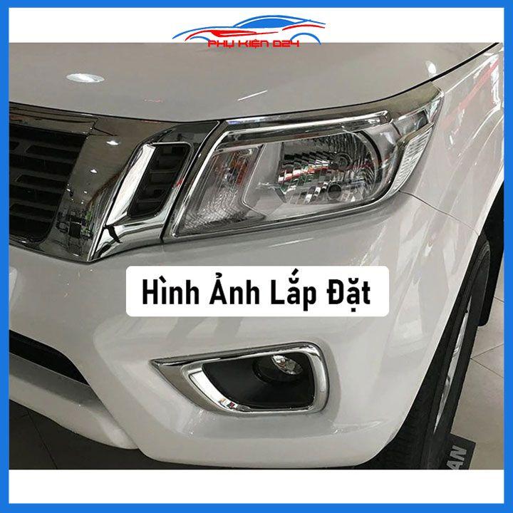 Ốp viền đèn pha hậu ô tô Navara 2016-2021 mạ crom, ốp đèn lắp trước sau trang trí bảo vệ xe hơi