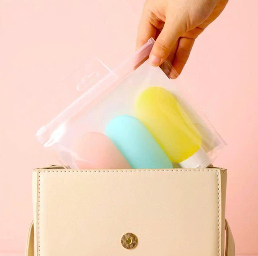 Set 3 lọ chiết dầu gội sữa tắm, combo 3 tuýt chiết mỹ 60ml kèm túi zip tiện lợi