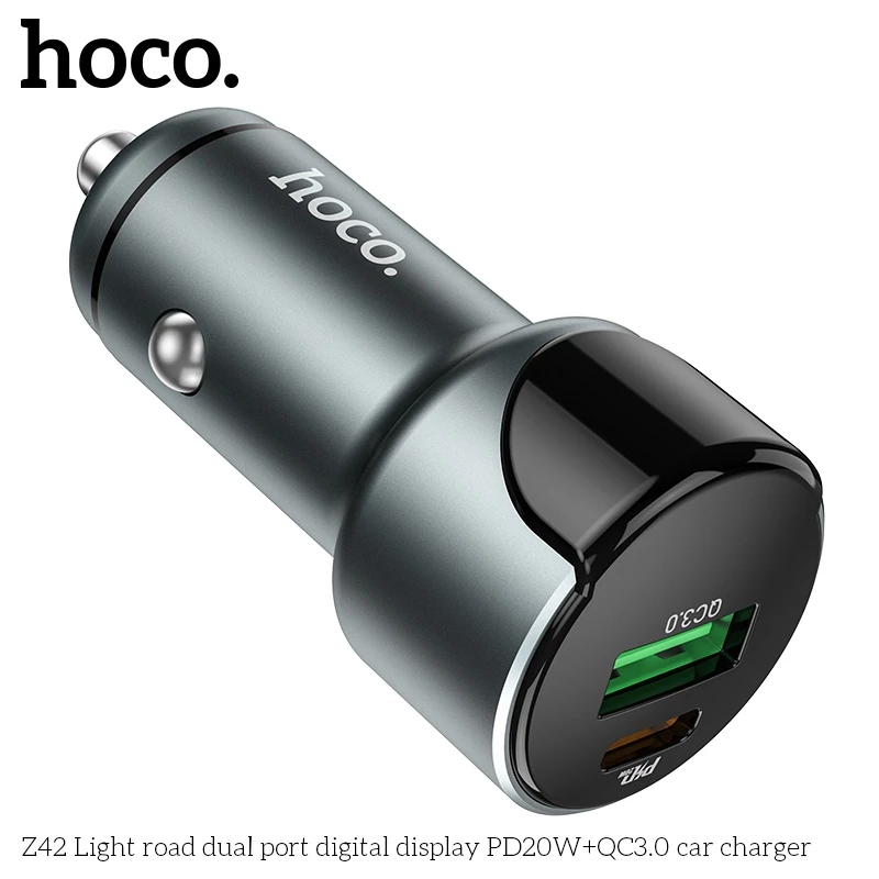 Tẩu sạc 20W (Type C + USB) Hoco Z42 sạc nhanh cho điện thoại Samsung/ iP Hàng chính hãng