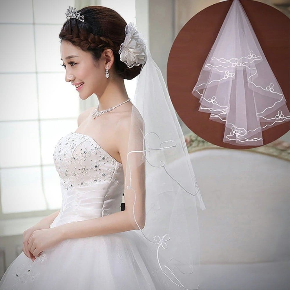 Voan cài tóc, Mạng che mặt dạng miếng cho Cô dâu và Dạ hội, đi tiệc, sự kiện màu trắng kem viền ren