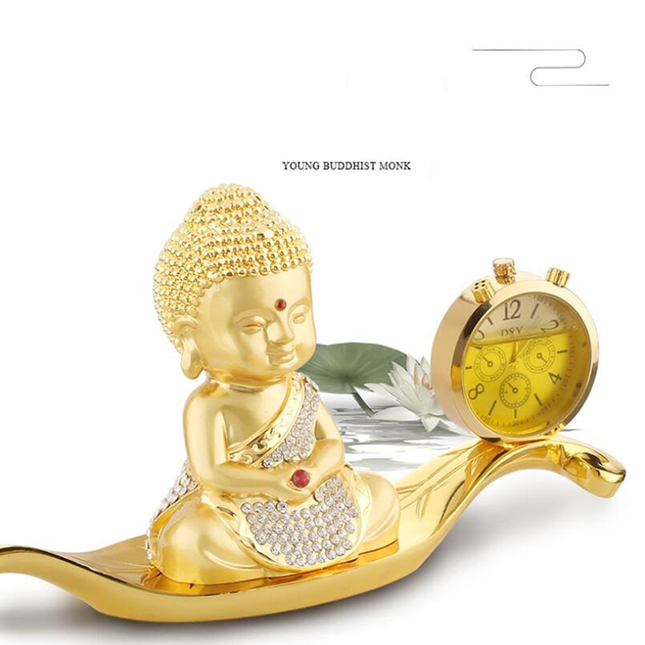 Tượng Phật Đúc Đồng Kiêm Đồng Hồ Trang Trí Trên Xe Hơi A72542