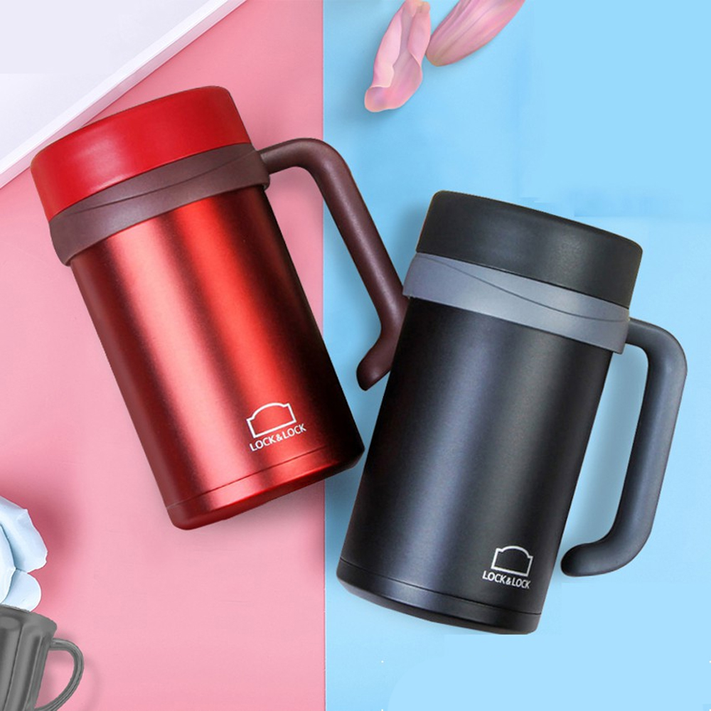 Bình Giữ Nhiệt Lock&amp;Lock New Basic Table màu đen LHC4026B 500ml - Hàng chính hãng, nắp bình 3 lớp tiện lợi - JoyMall