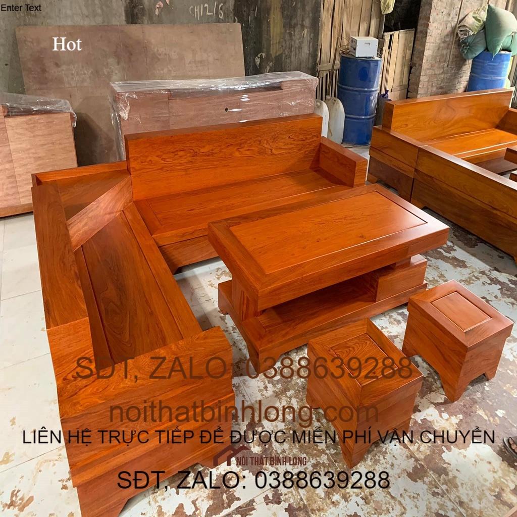 Bộ Bàn Ghế Sofa Góc Gỗ Hương Đá