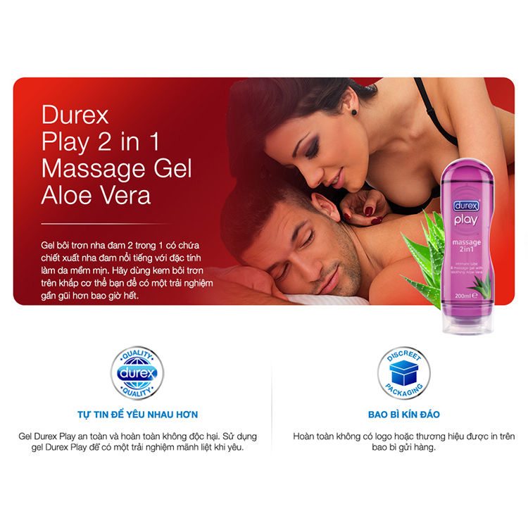 Gel bôi trơn massage - Durex Lô Hội - Chai 200ml - 1 tuýp