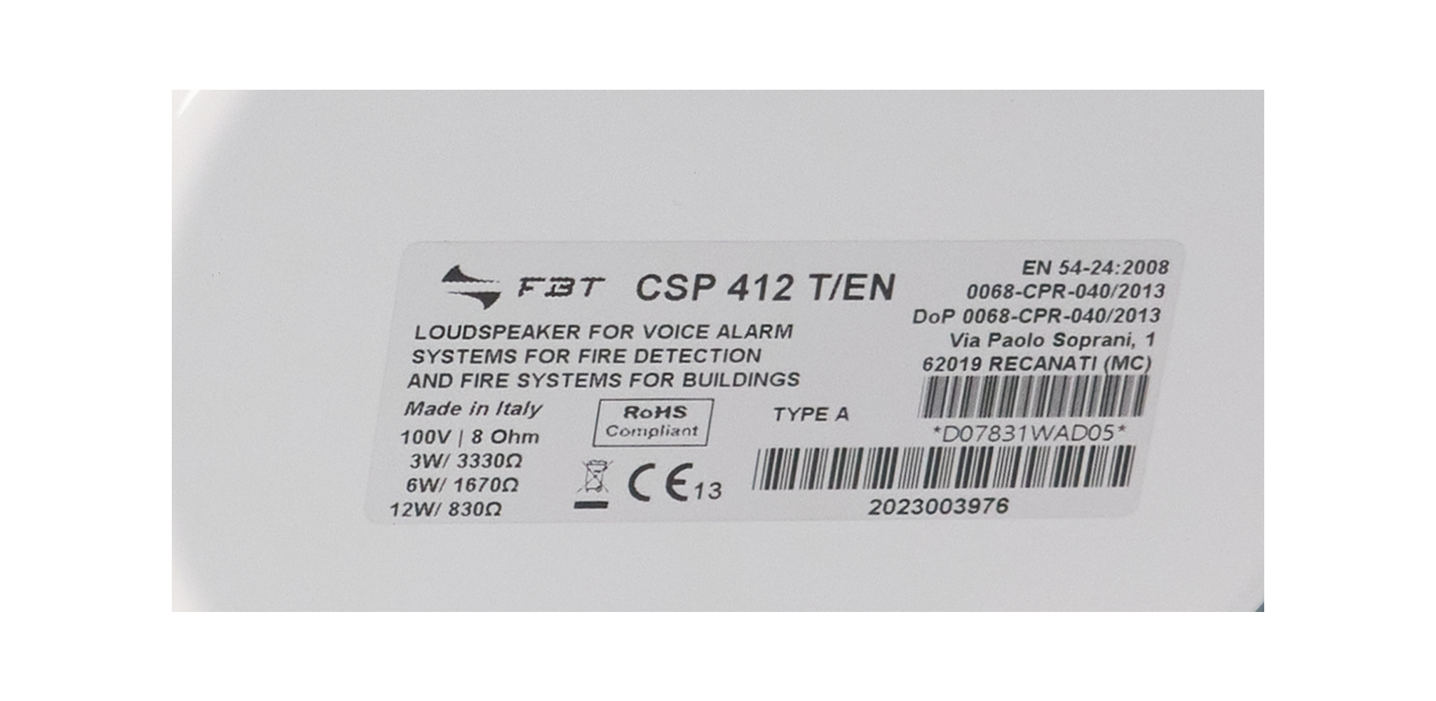 CSP 412 T/EN Loa âm trần 12W FBT-HÀNG CHÍNH HÃNG