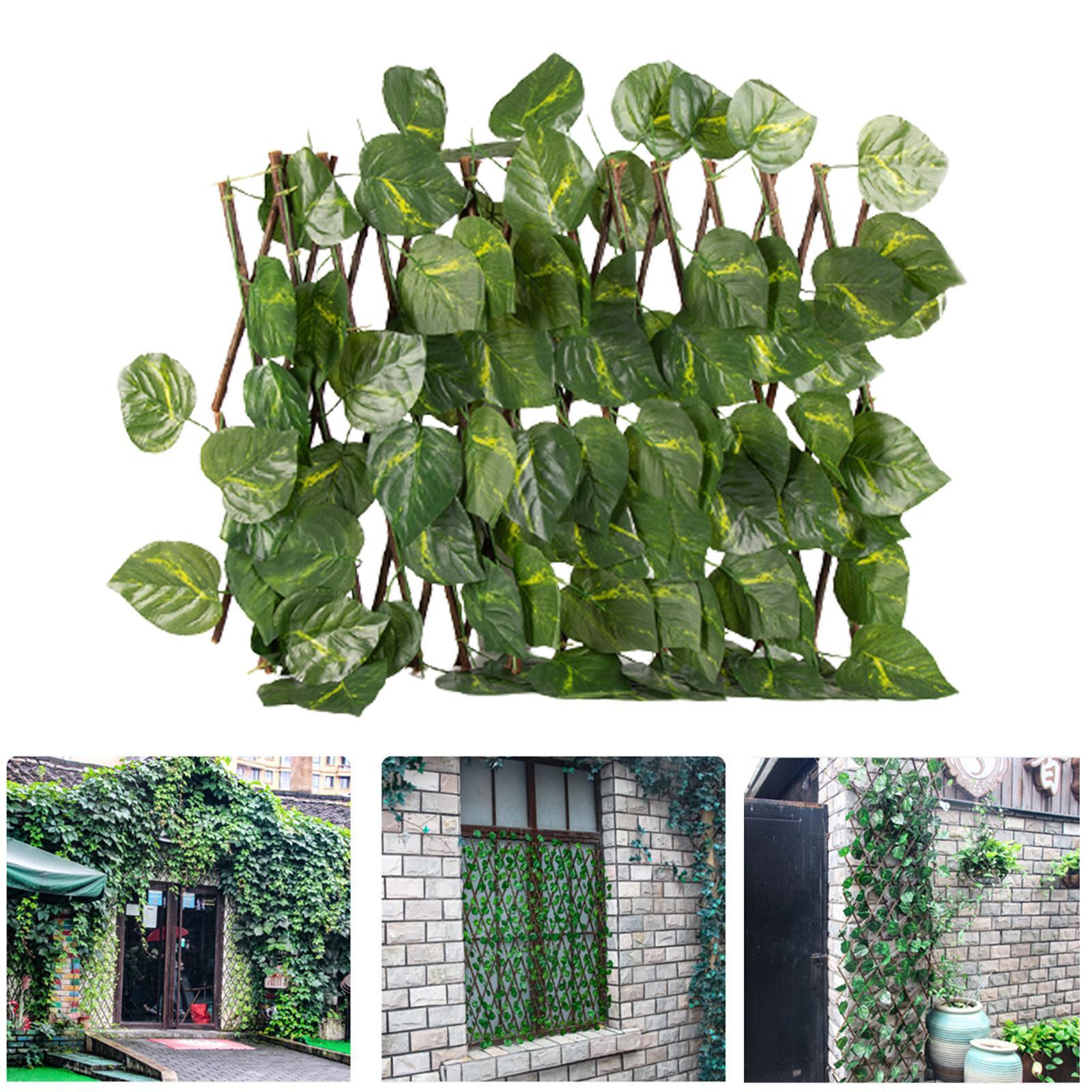 Retractable Garden Fence Privacy Screen Outdoor Evergreen Leaves
