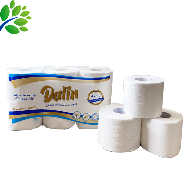 GIẤY VỆ SINH NGUYÊN SINH CAO CẤP DALIN CÓ LÕI 6 CUỘN/LỐC