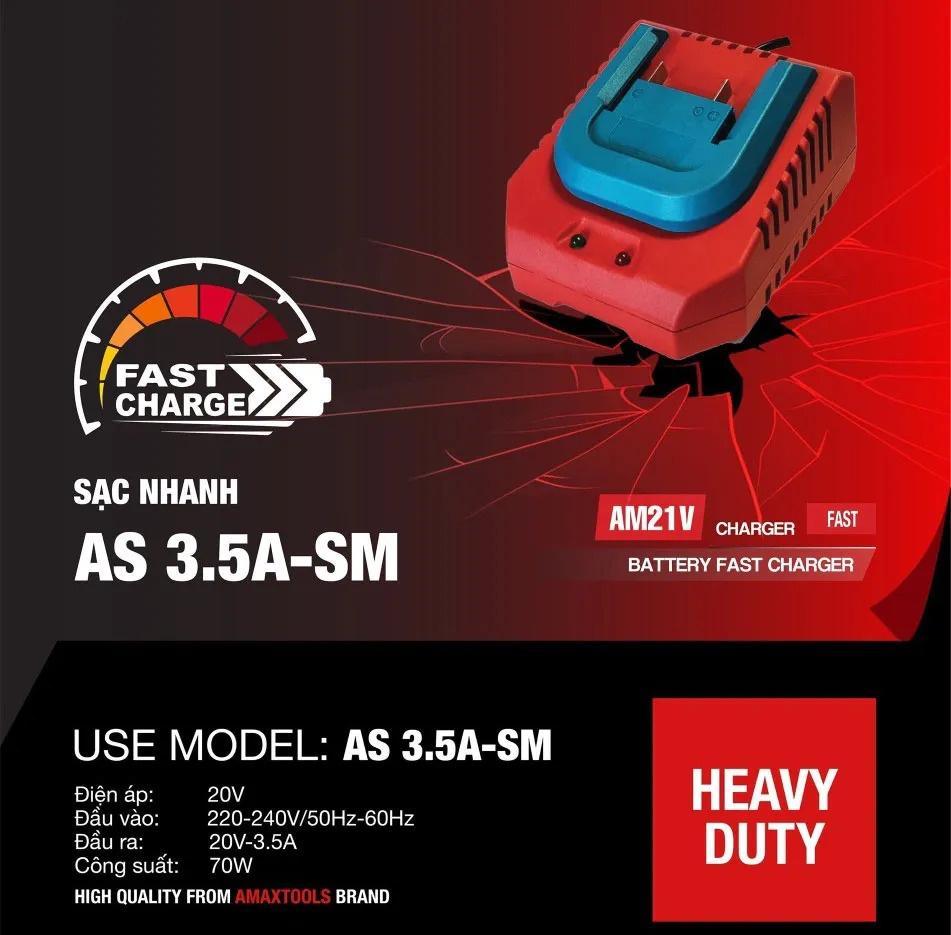 SẠC PIN NHANH 20V 3.5A AS3.5A-SM AMAXTOOLS  - HÀNG CHÍNH HÃNG