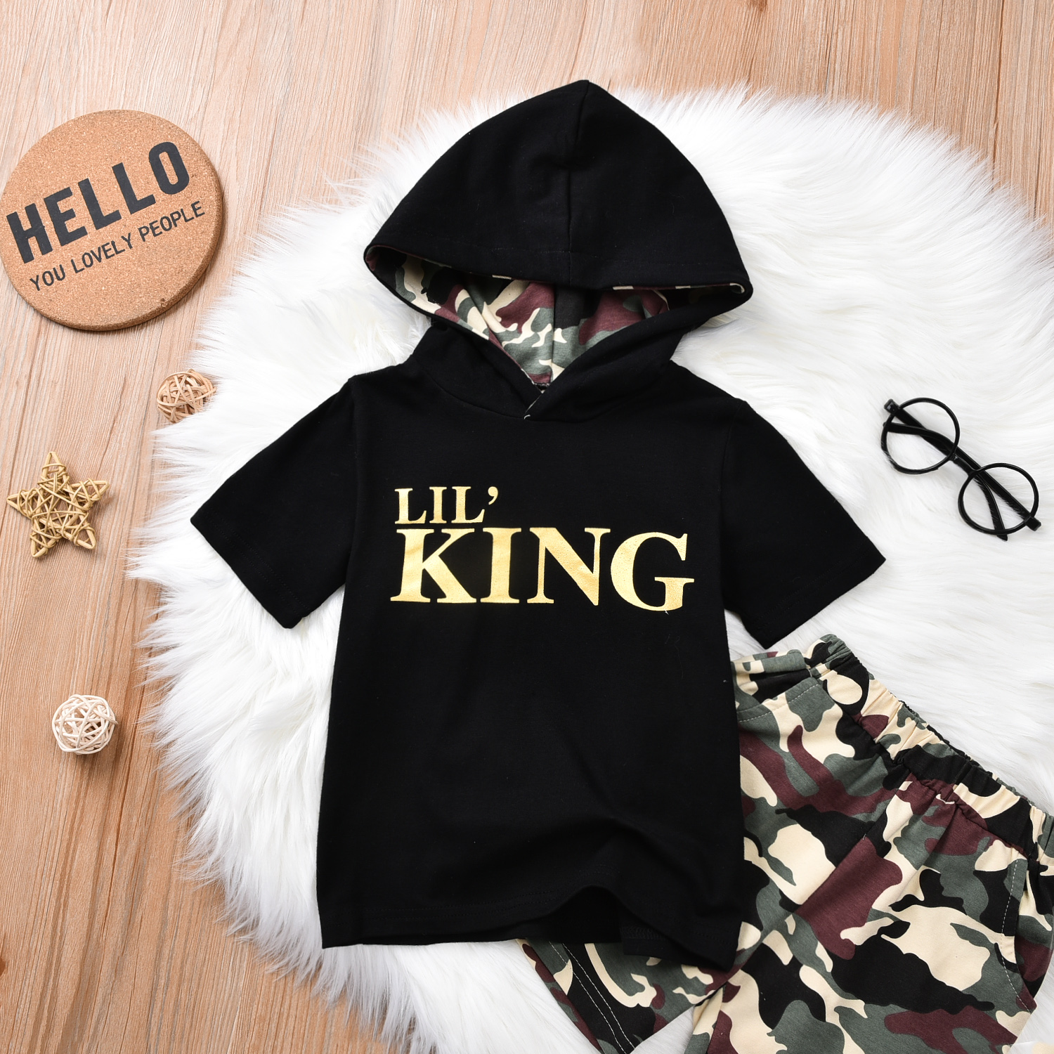 Bộ quần áo King có mũ cho bé trai