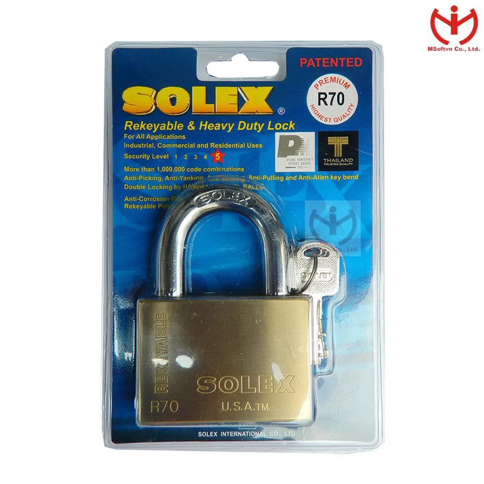 Ổ khóa Solex R70 thân đồng rộng 70mm chìa vuông - MSOFT