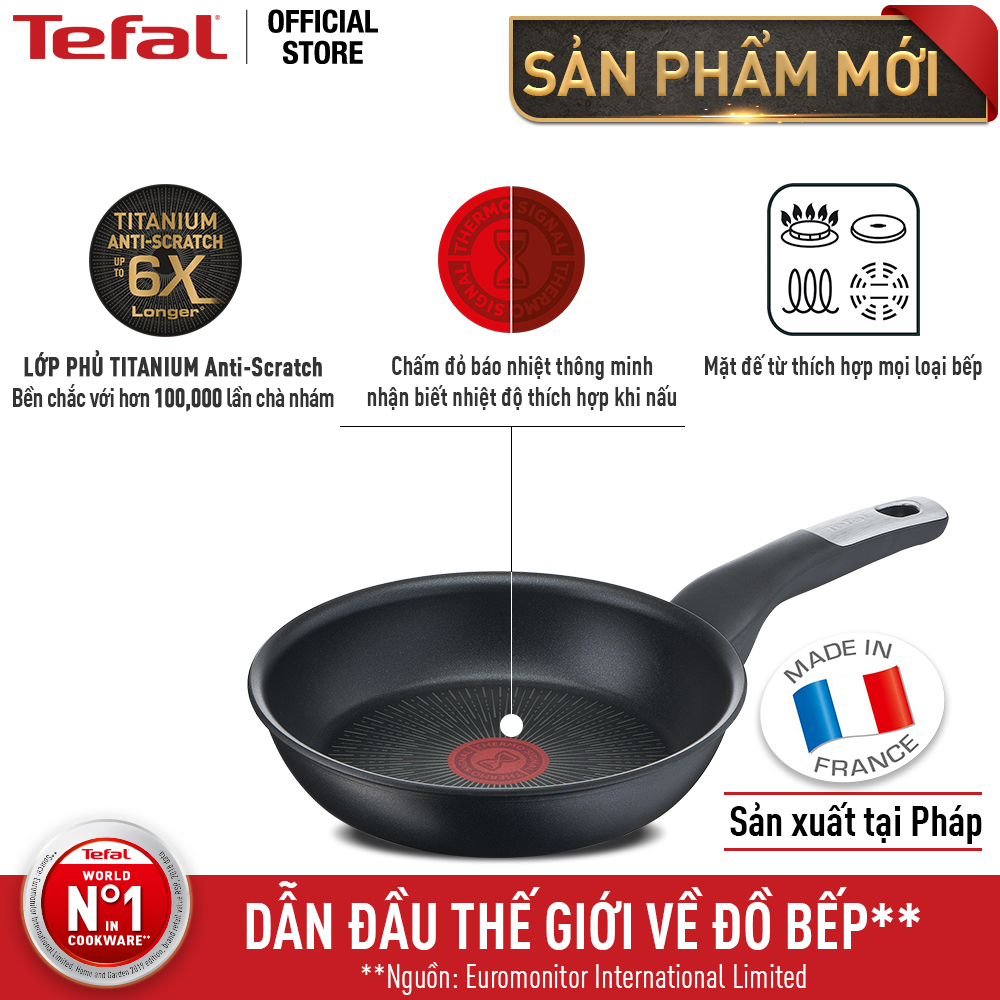 Chảo chiên chống dính đáy từ Tefal Unlimited 26cm,dùng cho mọi loại bếp- Sản xuất tại Pháp - Hàng chính hãng