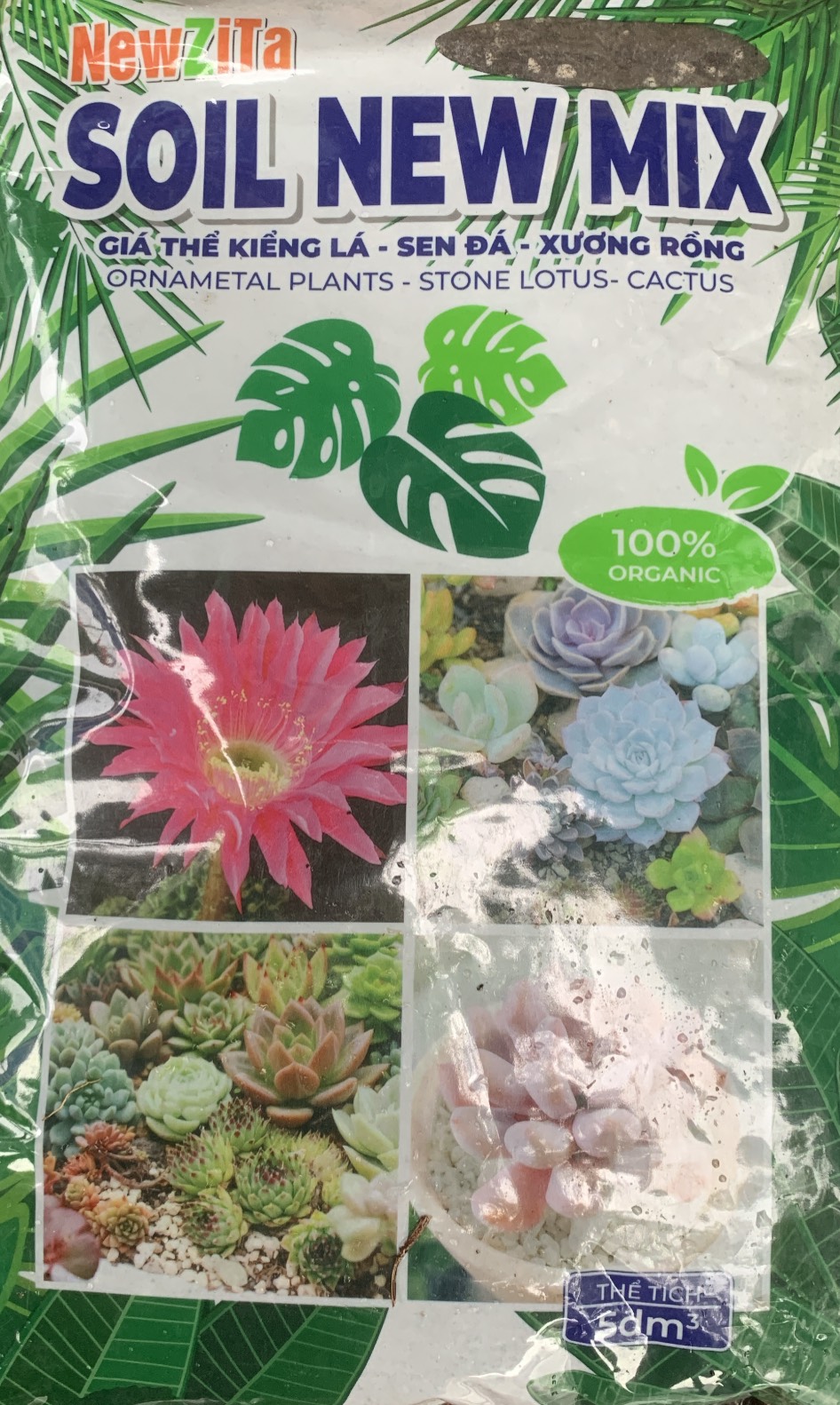 Giá thể kiểng lá sương rồng sen đá Soil New mix túi 5 lít nặng khoảng 1.3kg