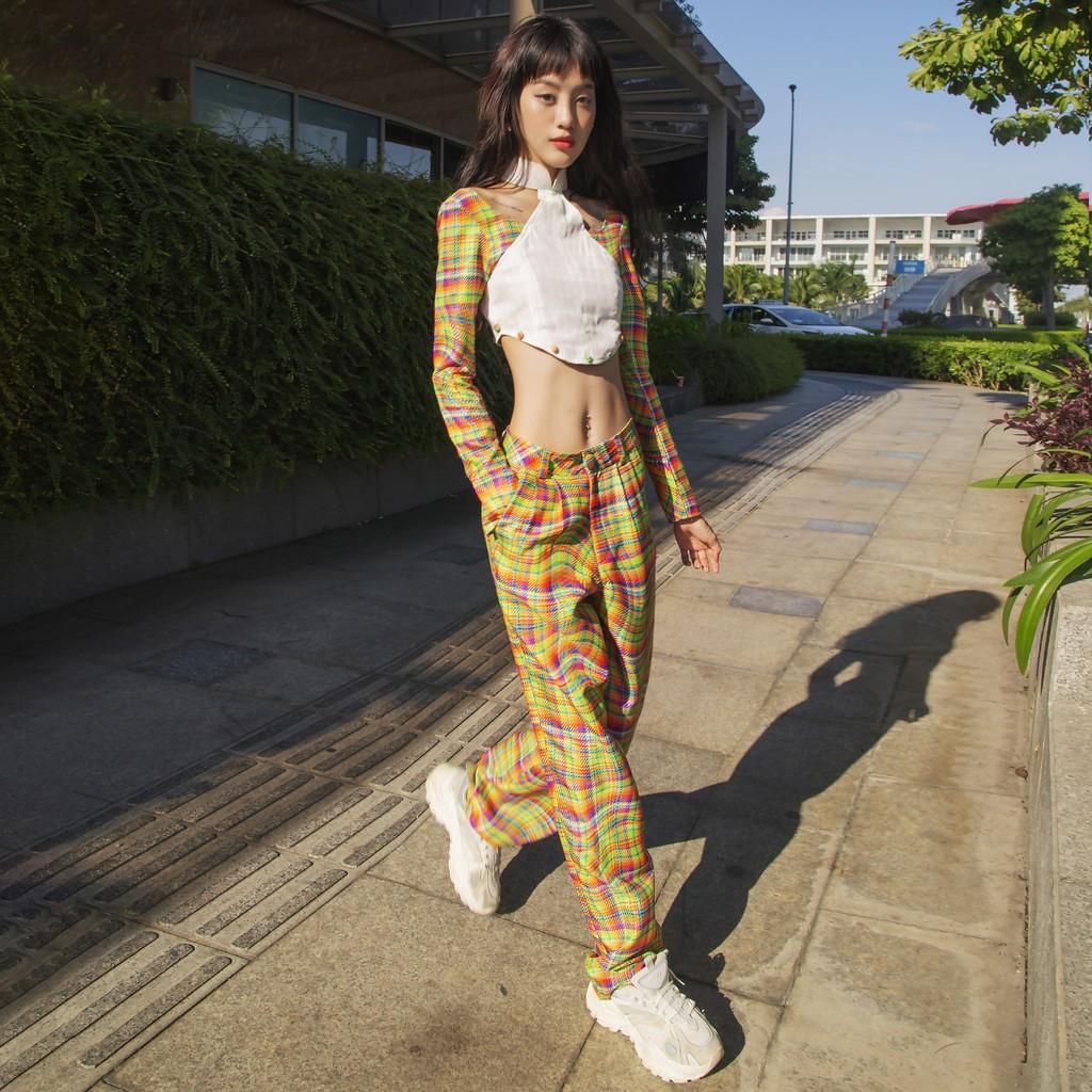 Áo Dài Croptop Cách Tân Tartan - 'Lời Hứa...' Ao Dai Croptop SE / Tartan Pattern