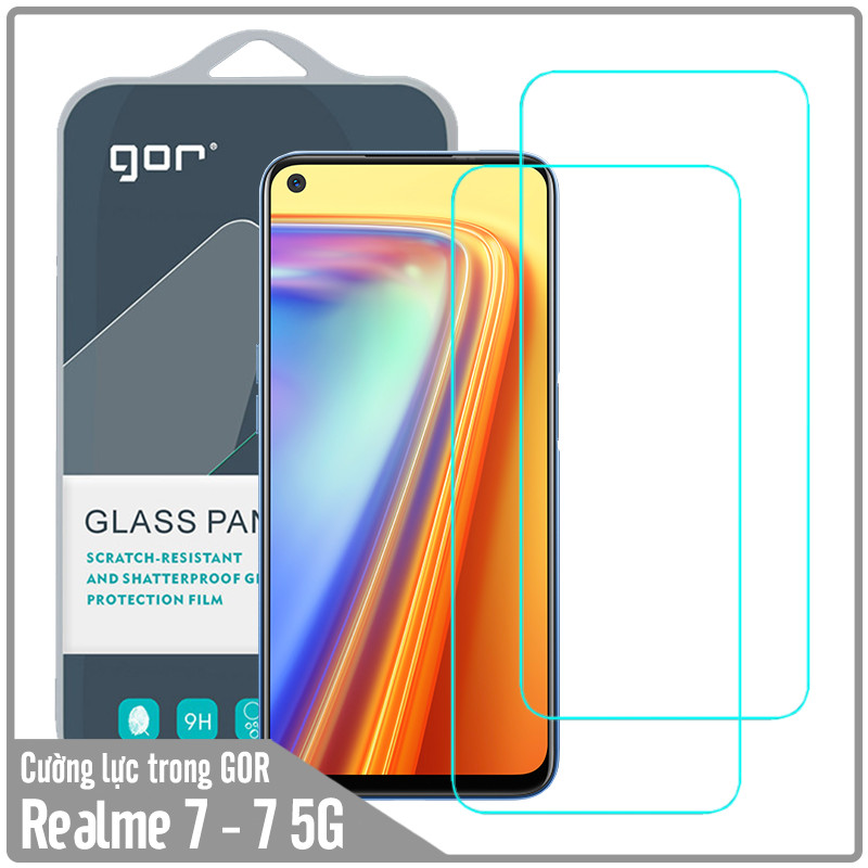 Bộ 2 miếng kính cường lực Gor cho Realme 7 - Realme 7 5G Trong suốt - Hàng nhập khẩu