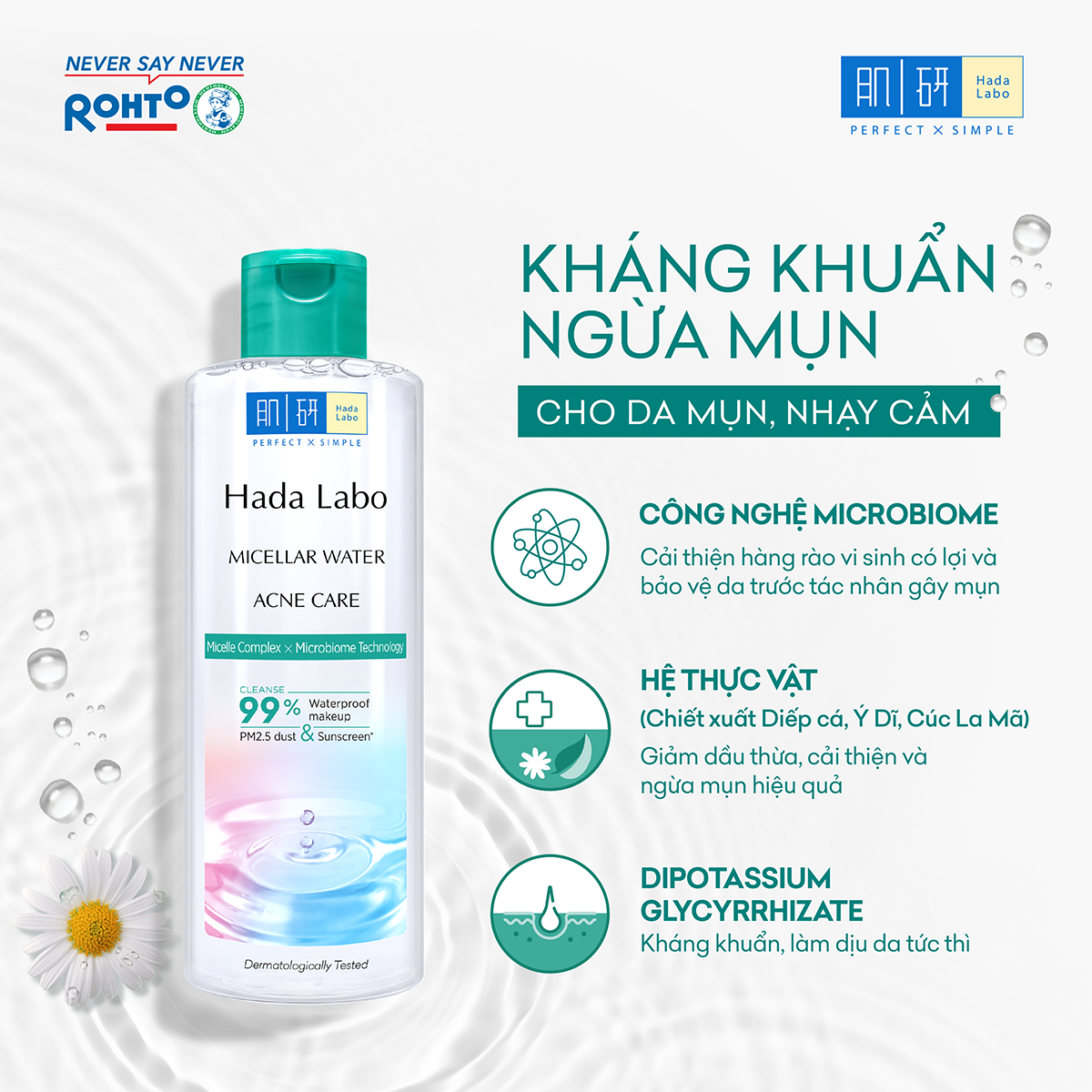 Nước tẩy trang sạch sâu cho da mụn, nhạy cảm Hada Labo Micellar Water Acne Care 240ml