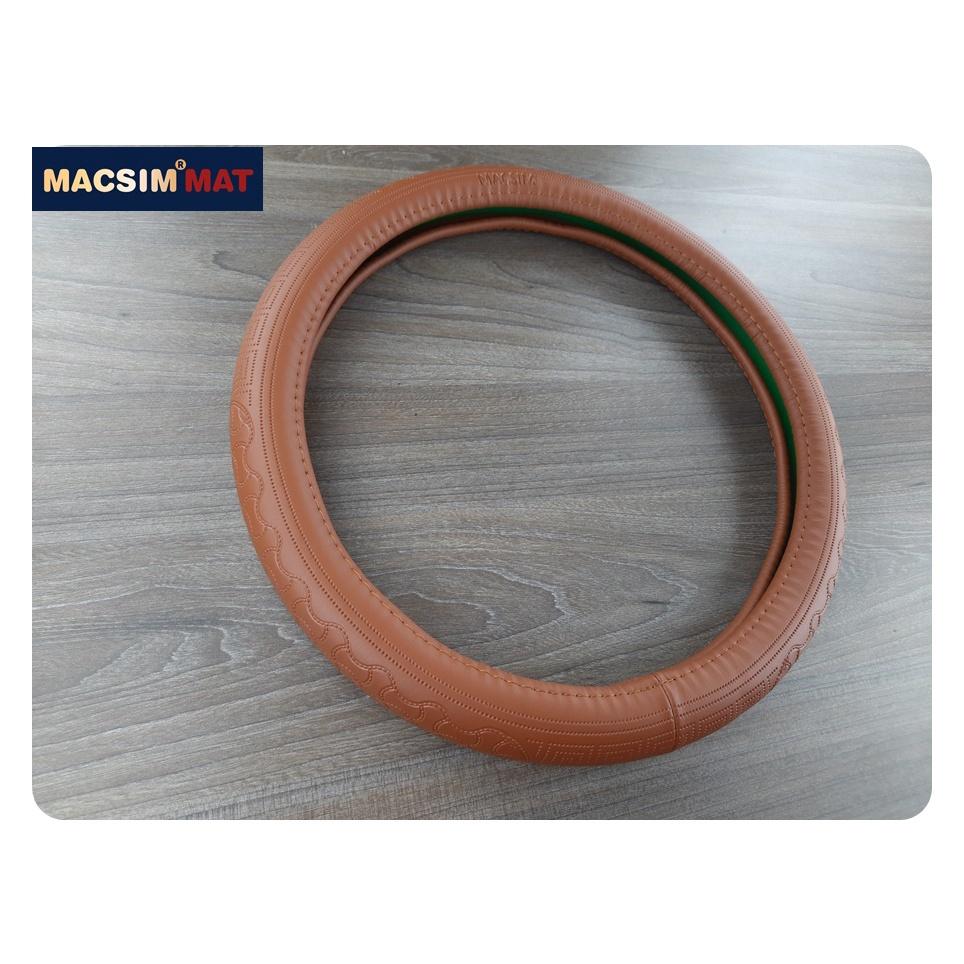 Bọc vô lăng cao cấp Macsim mã L620 mới chất liệu da thật - Khâu tay 100% size M màu nâu