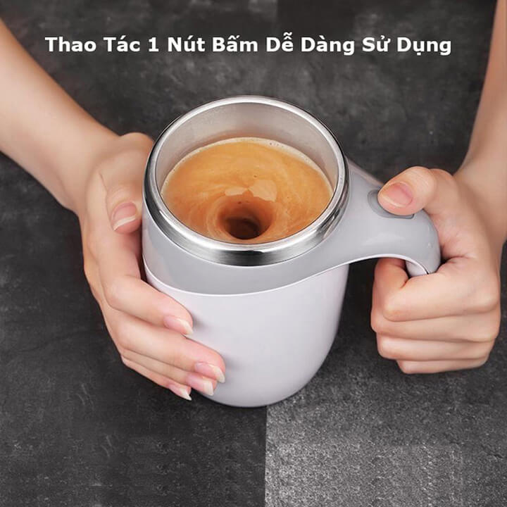 Cốc giữ nhiệt pha cà phê tự khuấy lõi Inox 304 dung tích 380ml, Ly tự khuấy nam châm pha đồ uống, trà Coffee thông minh-XY221