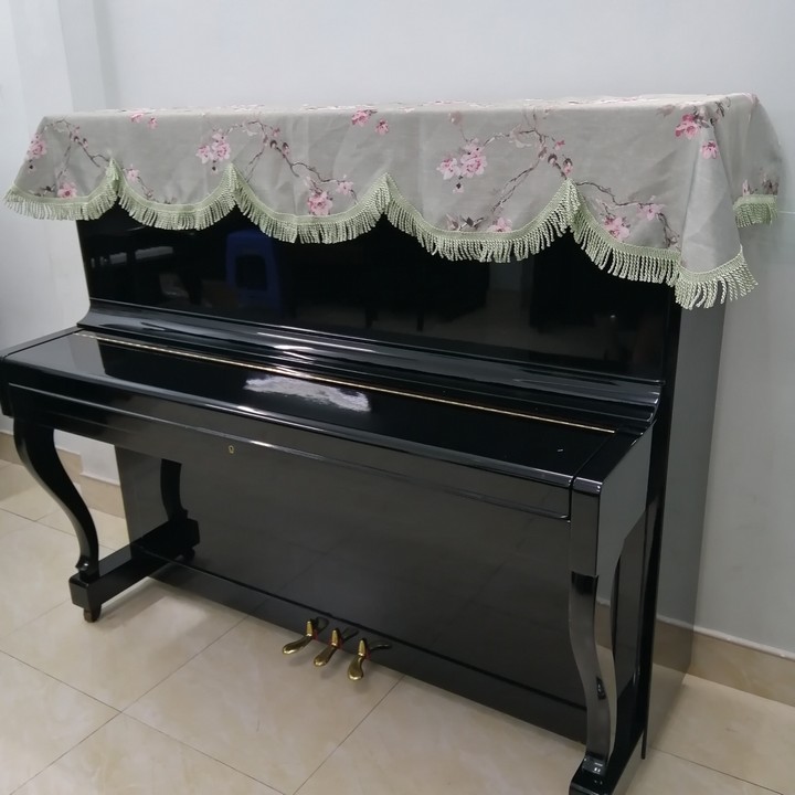 KHĂN PHỦ ĐÀN PIANO CƠ MẪU XANH HOA ĐÀO XINH XẮN