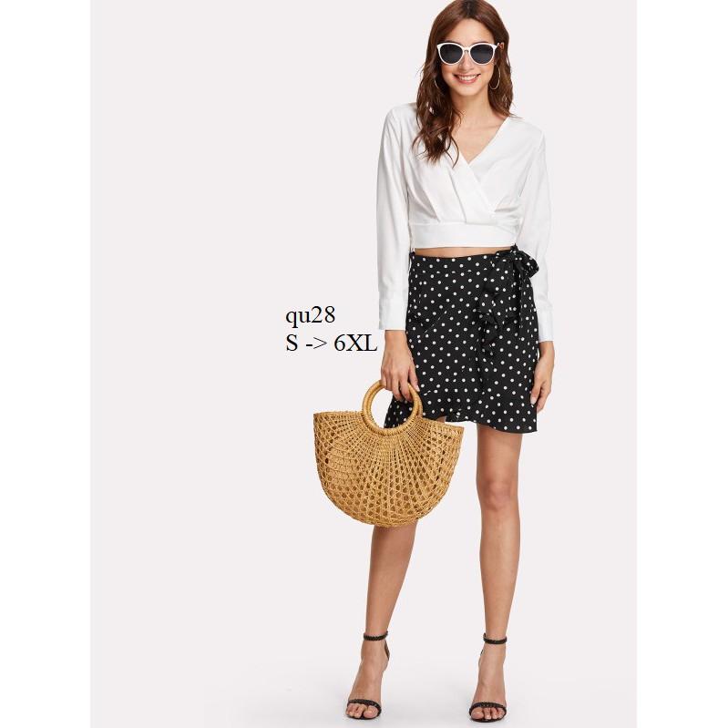 SKIRT166 CHÂN VÁY BÈO TẦNG CHẤM BI