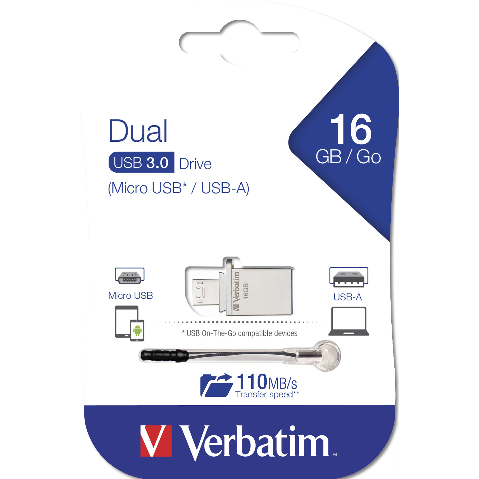 USB Verbatim Store'n' Go OTG Micro USB 3.0 16GB - Hàng chính hãng