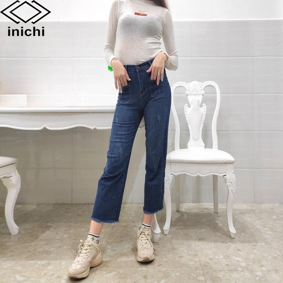 Quần jean nữ Q683 baggy chất bò cạp cao xước ít INICHI