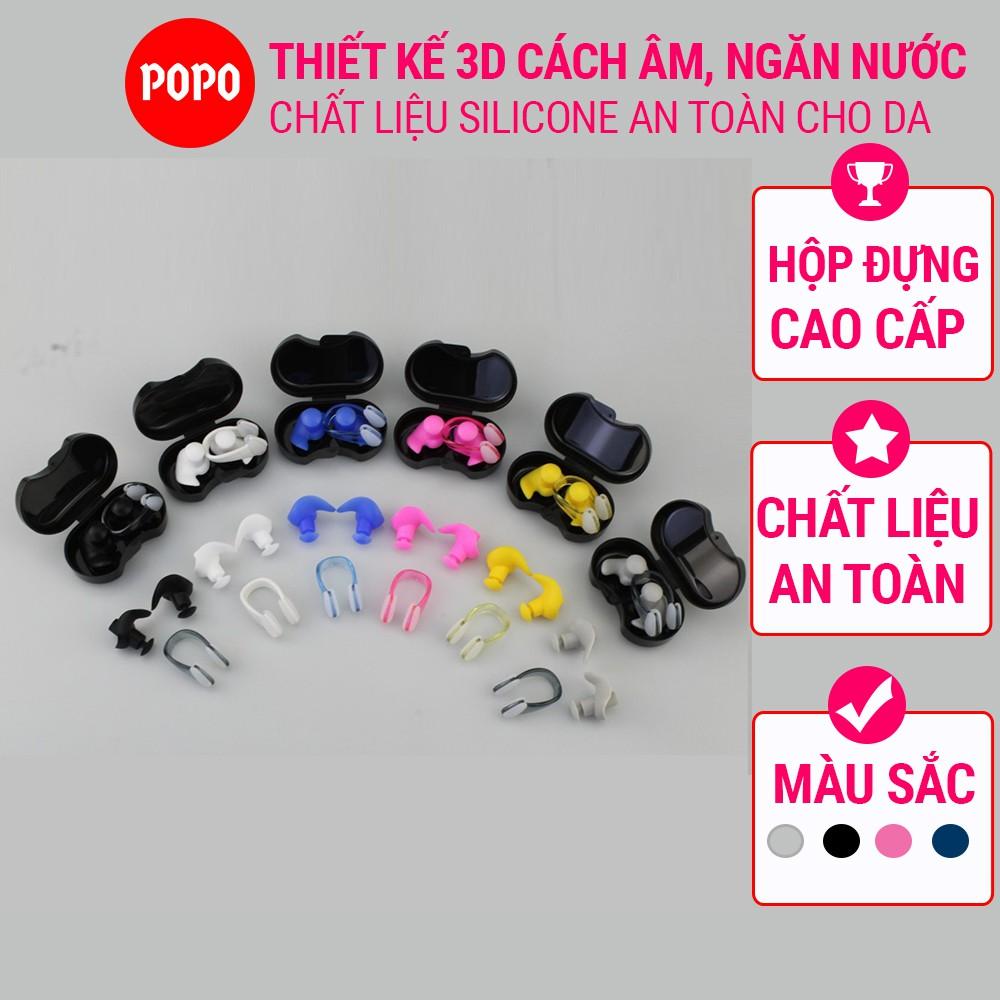 Bộ bịt tai kẹp mũi thiết kế 3D cách âm, ngăn nước tuyệt đối dùng khi bơi trong bộ sưu tập thể thao dưới nưới EP3 POPO