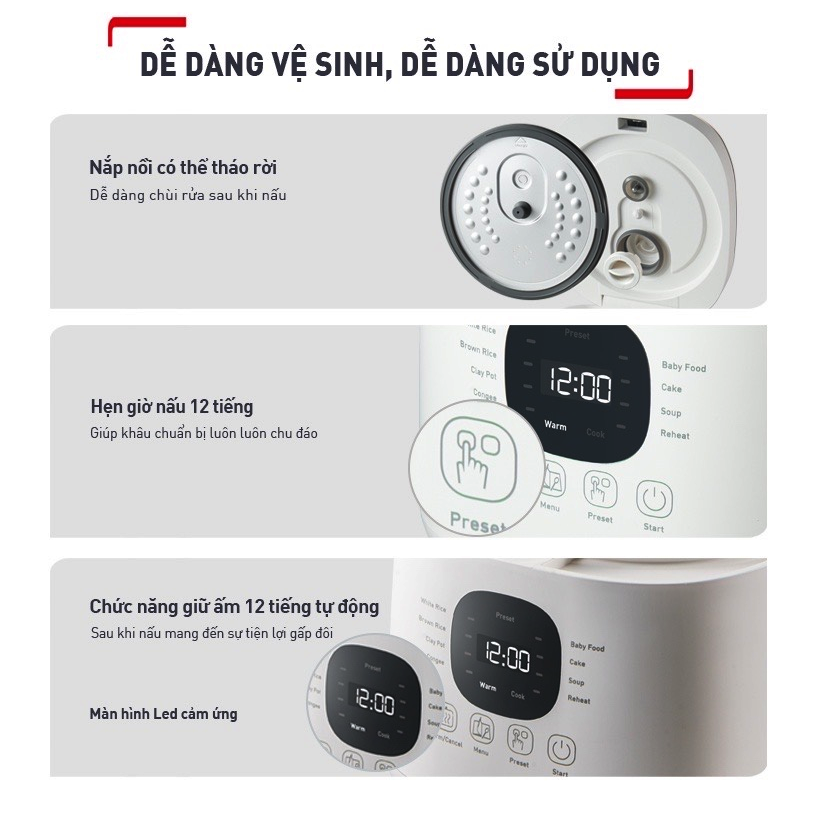 Nồi cơm điện tử mini Tefal 0.7 lít RK515168 - Hàng chính hãng